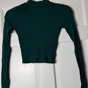 Women's Ribbed Long Sleeve Top - Dark Green - Teal